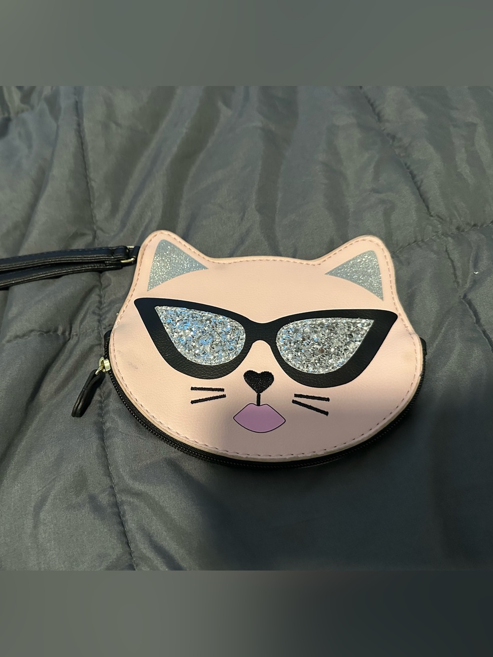 Betsey Johnson Pink and Purple Lip Print wristlet